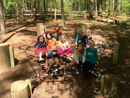 A newly installed spider web climbing structure and picnic area at the Louise Kreher Forest Ecology Preserve and Nature Center was funded through Auburn University's first Tiger Giving Day.