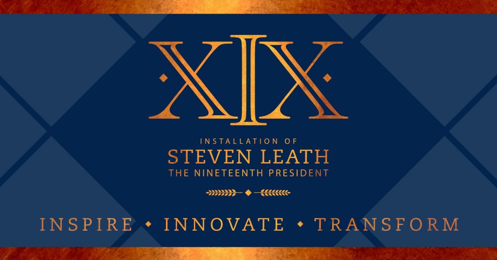 Graphic to announce installation of Dr. Steven Leath, Auburn's 19th President