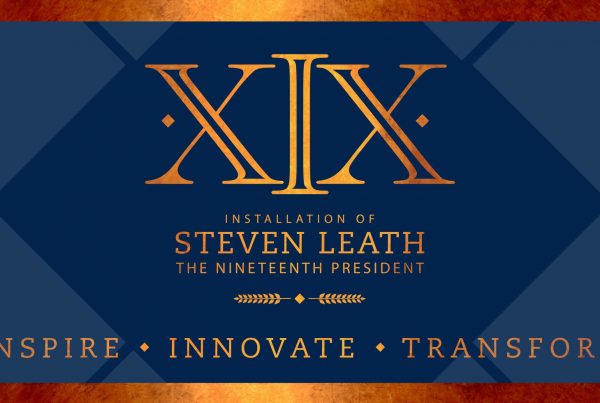 Graphic to announce installation of Dr. Steven Leath, Auburn's 19th President