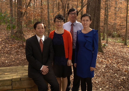 Professor Hanqin Tian, left, is the lead author of “The terrestrial biosphere as a net source of greenhouse gases to the atmosphere” in the March 10 issue of the journal Nature. His Auburn co-authors include, starting second from left, Assistant Professor Shufen Pan, research fellow Jia Yang and graduate student Bowen Zhang.