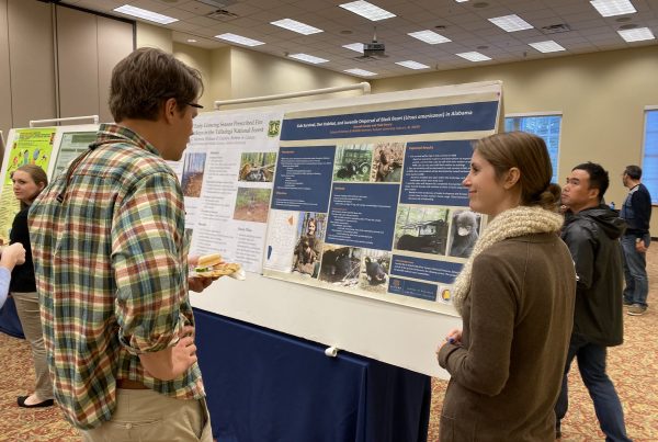 Graduate students presented their findings on boards throughout the Conference Hall.