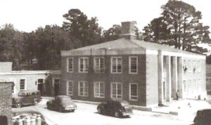 Forestry Building and parking lot, circa 1949.