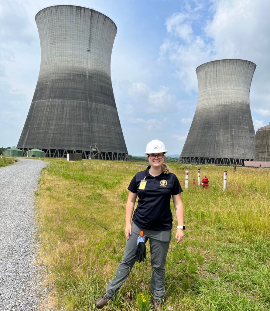 Emily at Bellefonte Nuclear Generating Station, an inactive facility used by the Nuclear Regulatory Commission (NRC) for training and tours, giving her a unique glimpse into reactor operations. 
