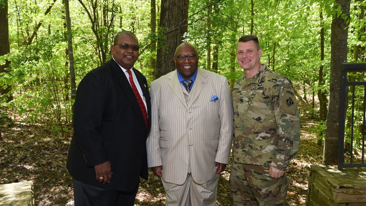 Ken Day (left) with Dana Little ‘79 (middle) and Col. Jon J. Chytka (right) of the Mobile District Corps of Engineers.