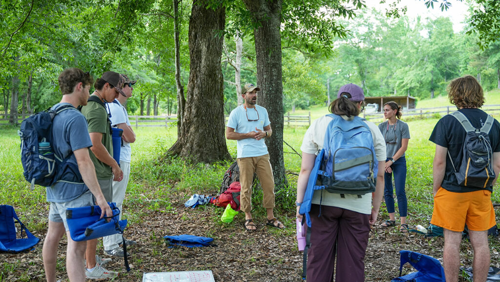 Professor instructs students about Leave No Trace principles and practices