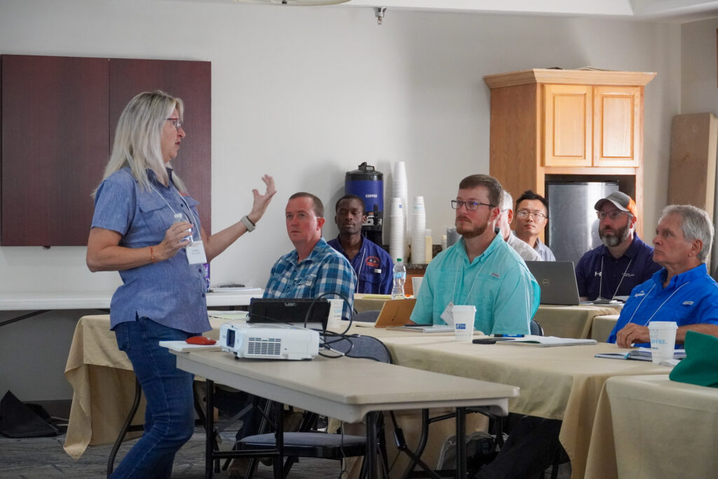 woman leads workshop
