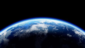 A view of the Earth's atmosphere from the perspective of space.