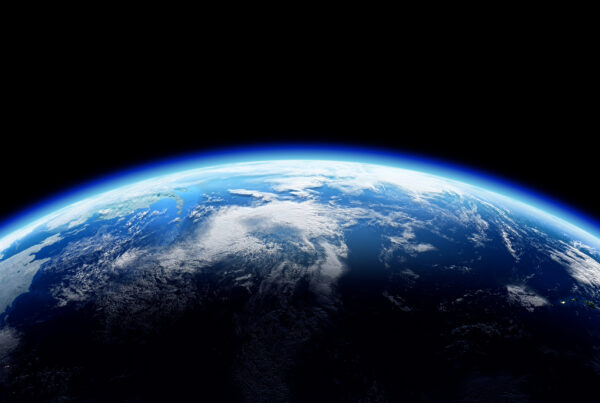 A view of the Earth's atmosphere from the perspective of space.