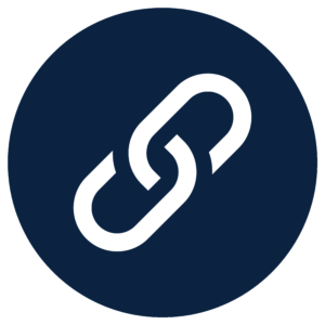 white link on a blue circle